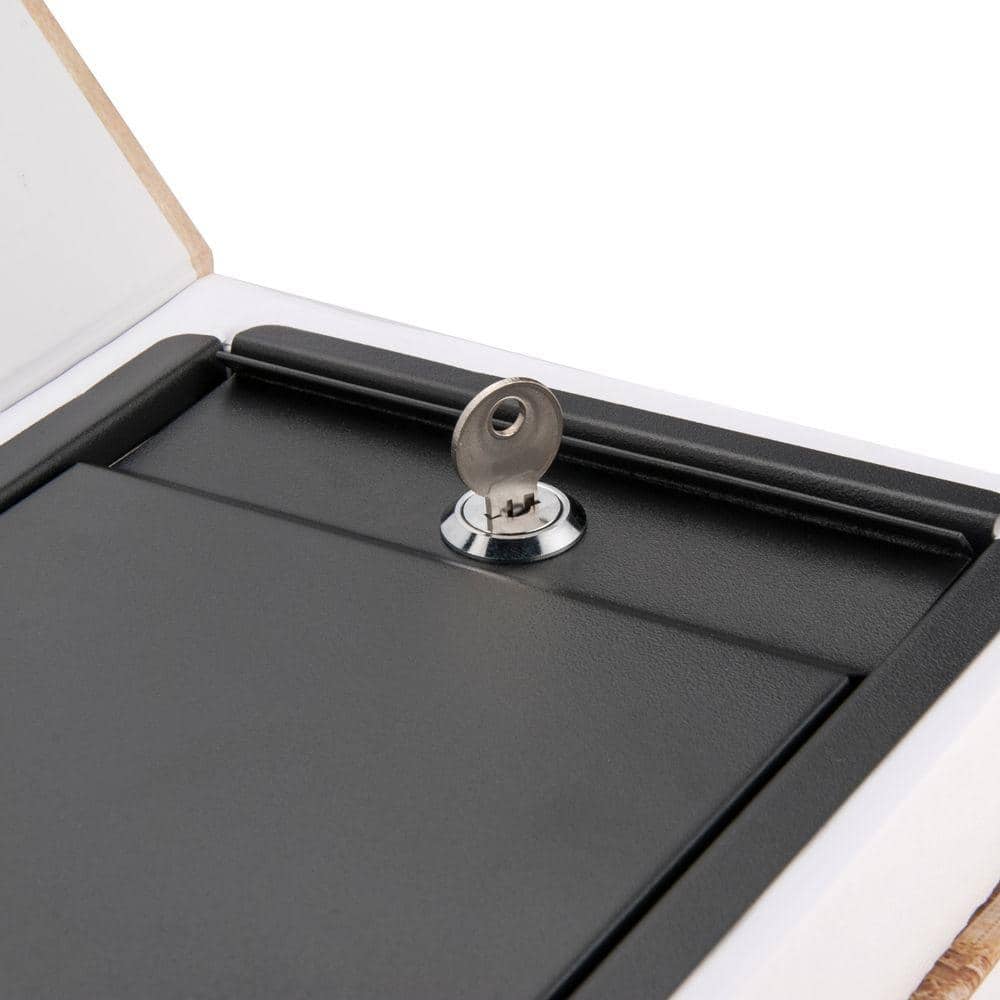 0.14 cu. ft. Steel Paris and London Dual Book Lock Box Safe with Key Lock, Tan - Hercitys