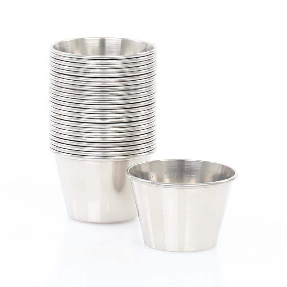 2.5 oz Stainless Steel Condiment Servers 4-Cups(Set of 2) - Hercitys
