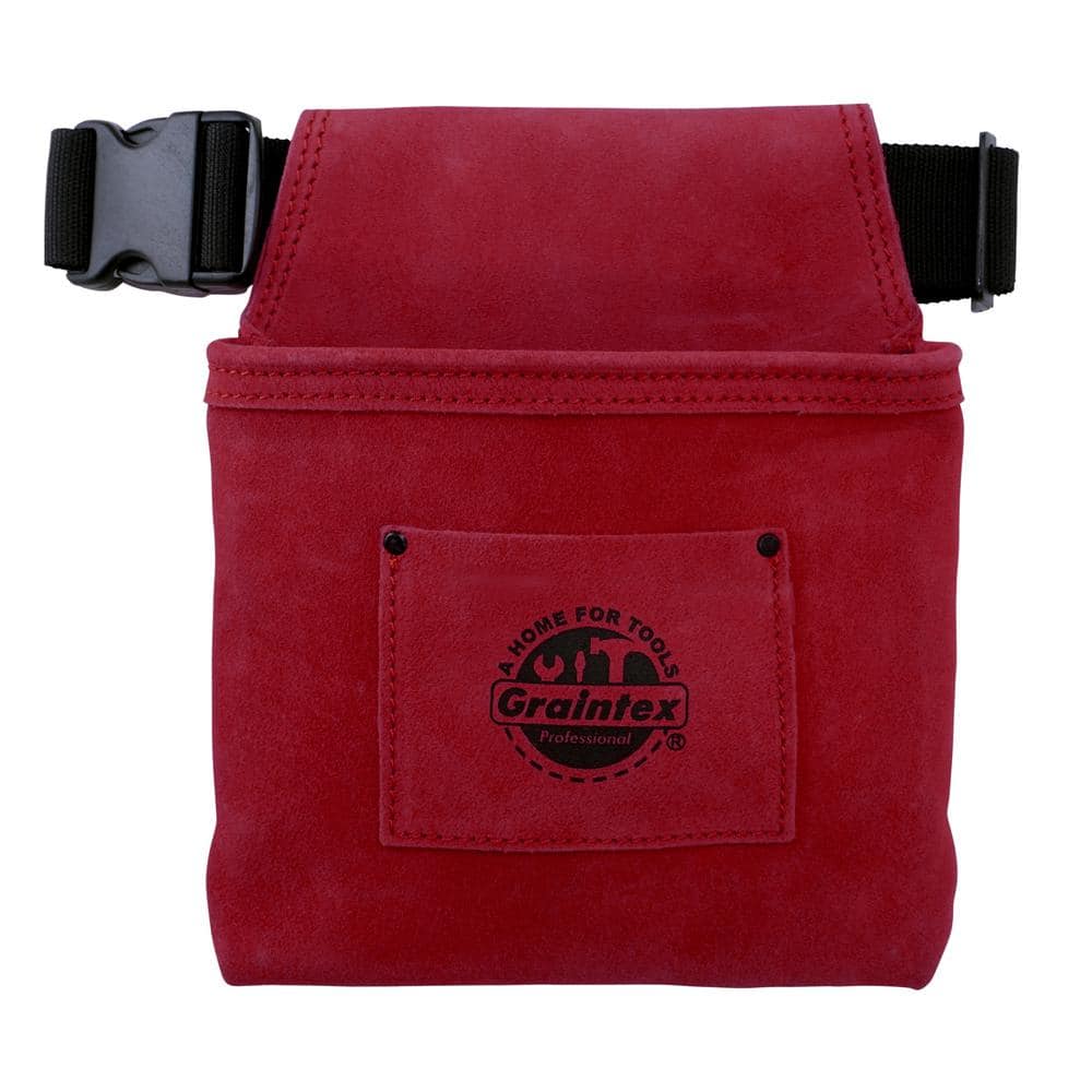 1-Pocket Nail and Tool Pouch with Burgundy Suede Leather Belt - Hercitys