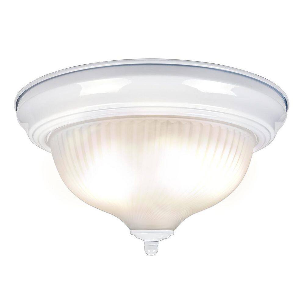 11 in. 2-Light Swirl Glass White Flush Mount - Hercitys