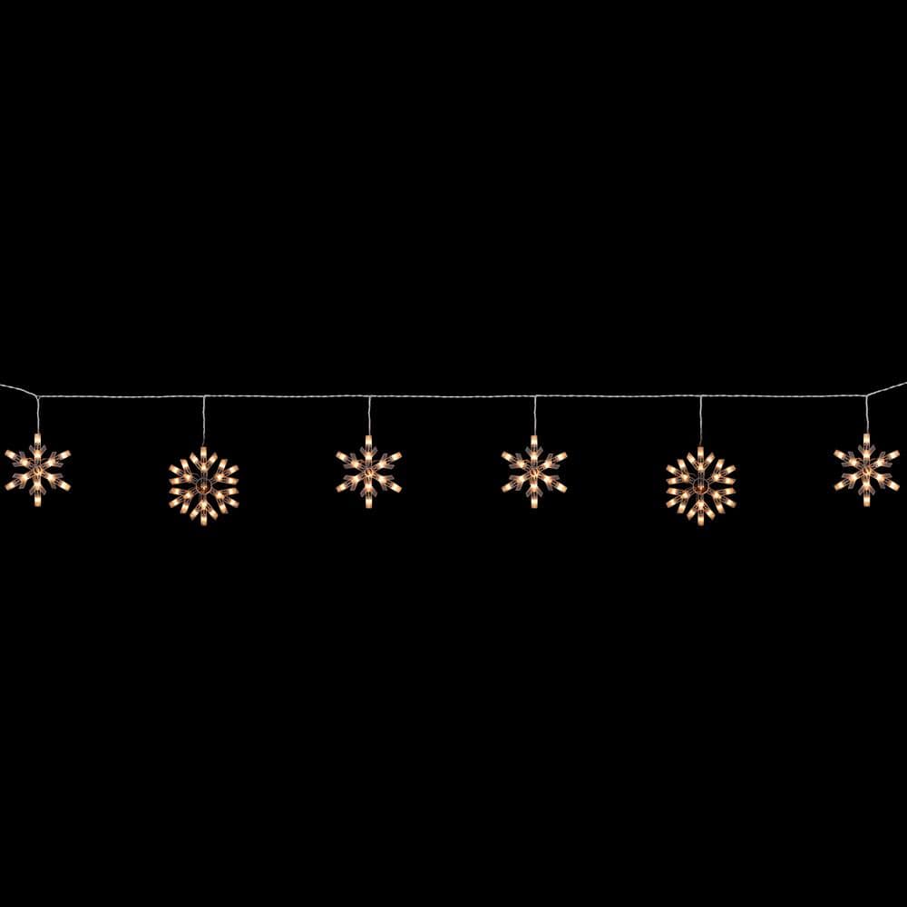 150-Count White Snowflake Icicle Christmas Lights 8.5 ft. White Wire - Hercitys