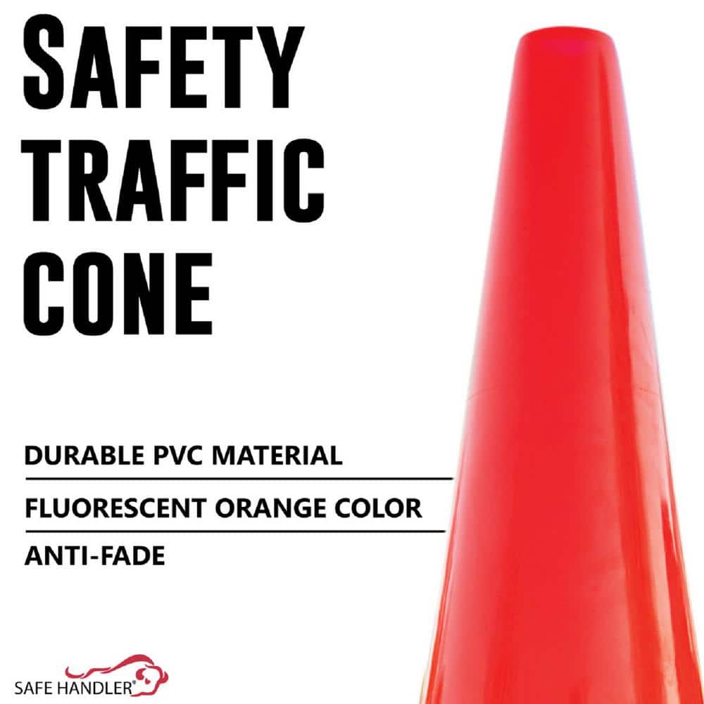 28 in., Orange PVC Traffic Safety Cone, 6-Pack High Visibility - Hercitys