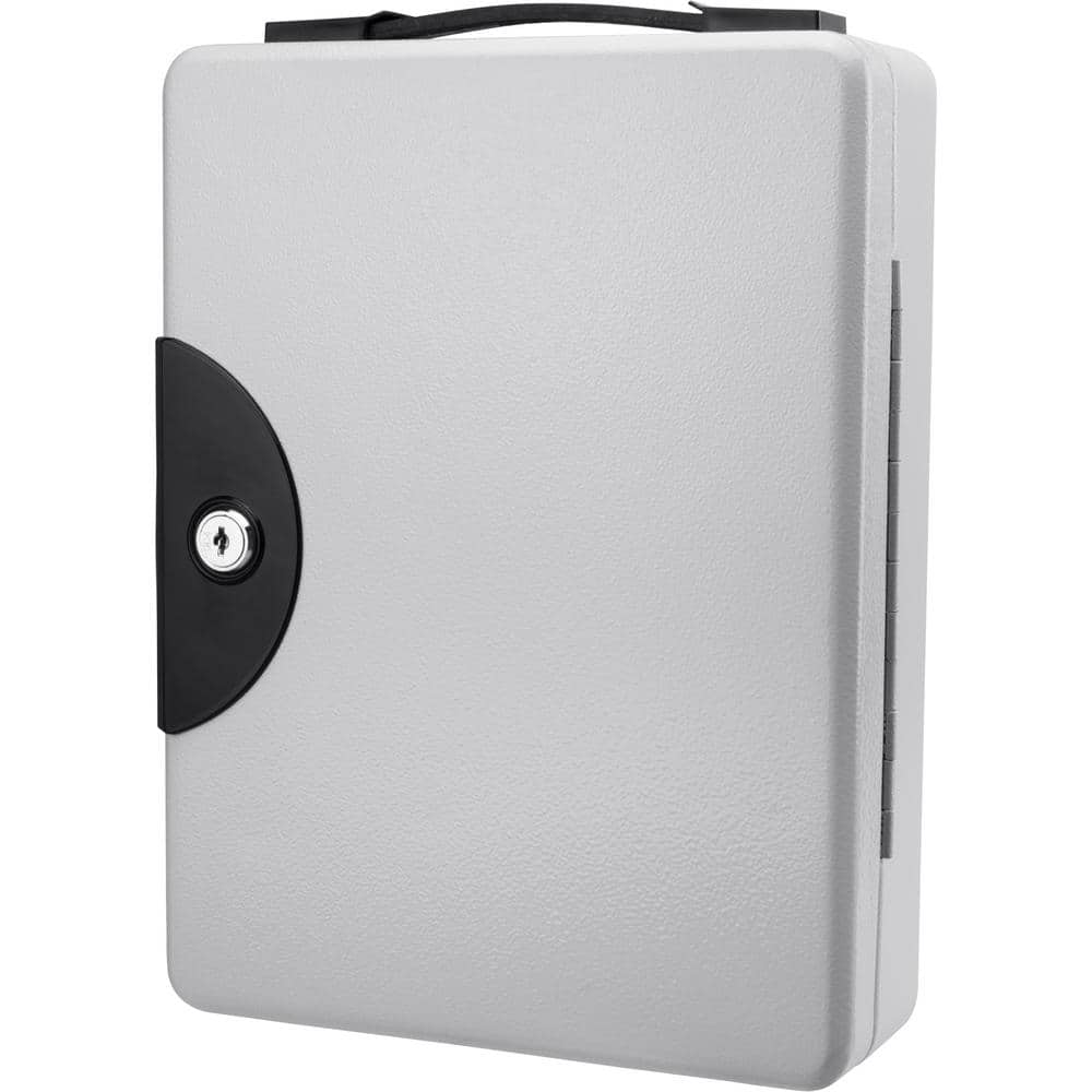 50-Position Steel Portable Key Cabinet with Key Lock, Grey - Hercitys