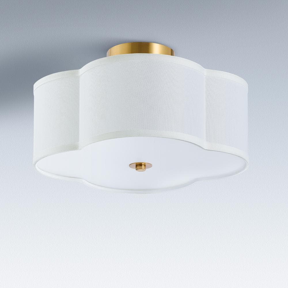 12.6 in. 4-Light Fabric Semi Flush Mount Ceiling Light Fixture with Fabric Shade, Acrylic Diffuser and E26 Bases - Hercitys