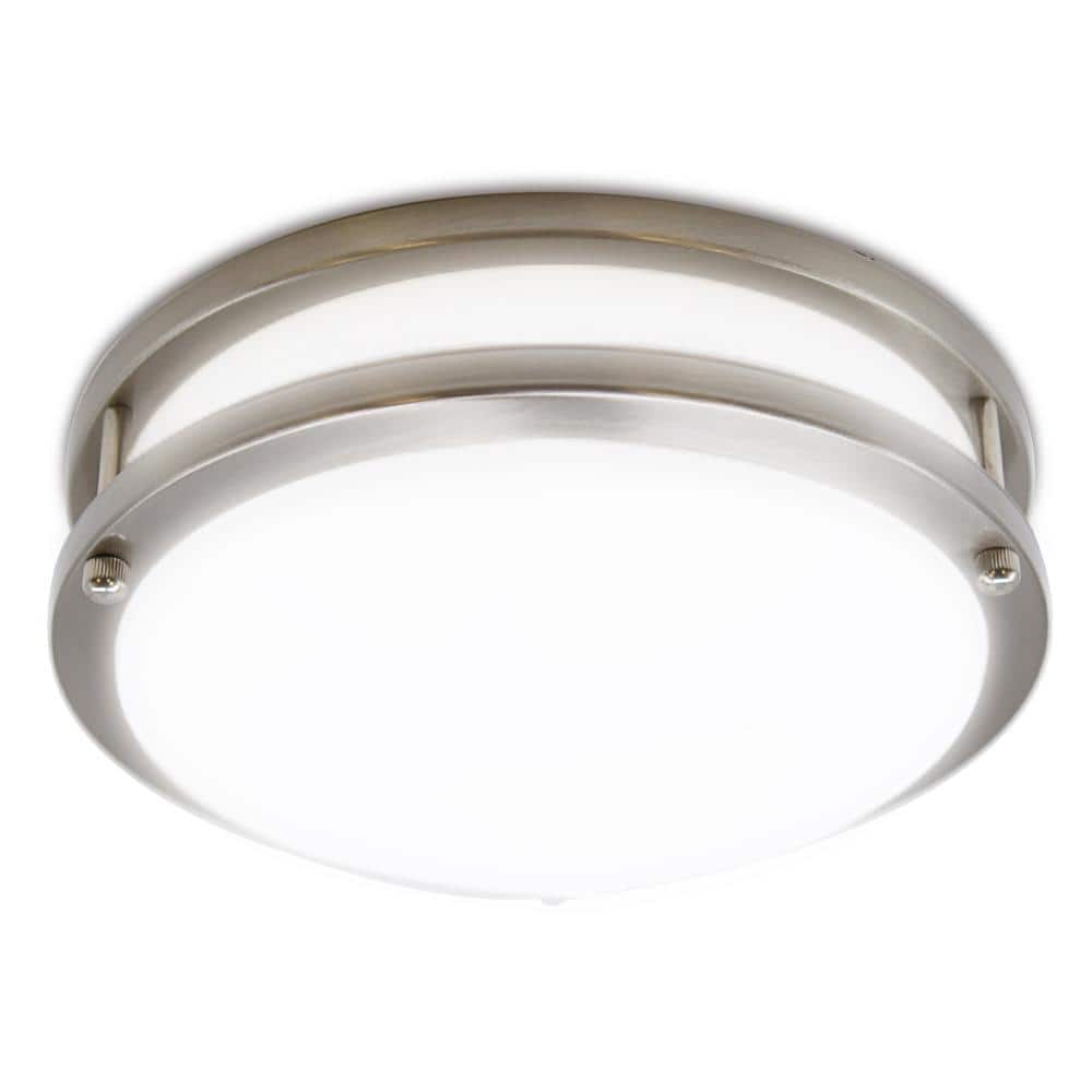 14 in. Brushed Nickel LED Flush Mount 4000K Dimmable Ceiling Light Fixture - Hercitys
