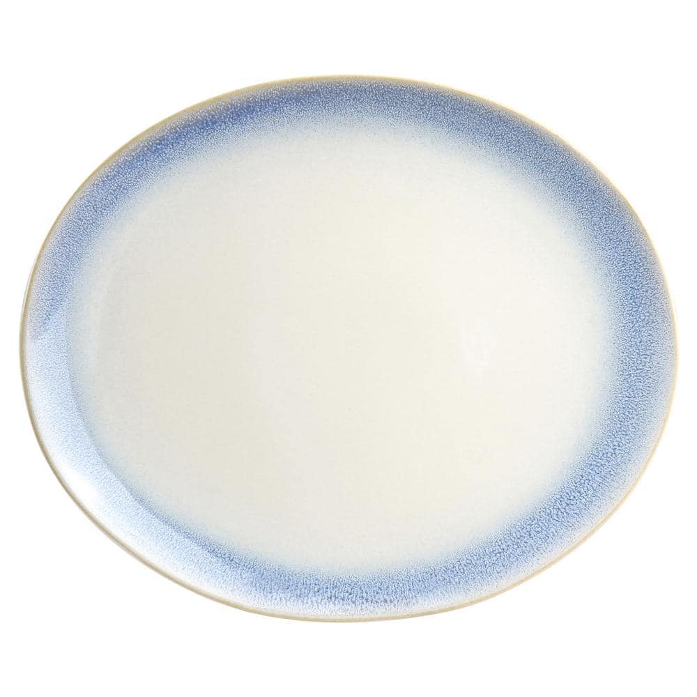 11.5in. Blue Reactive Glaze Stoneware Oval Serving Platter - Hercitys
