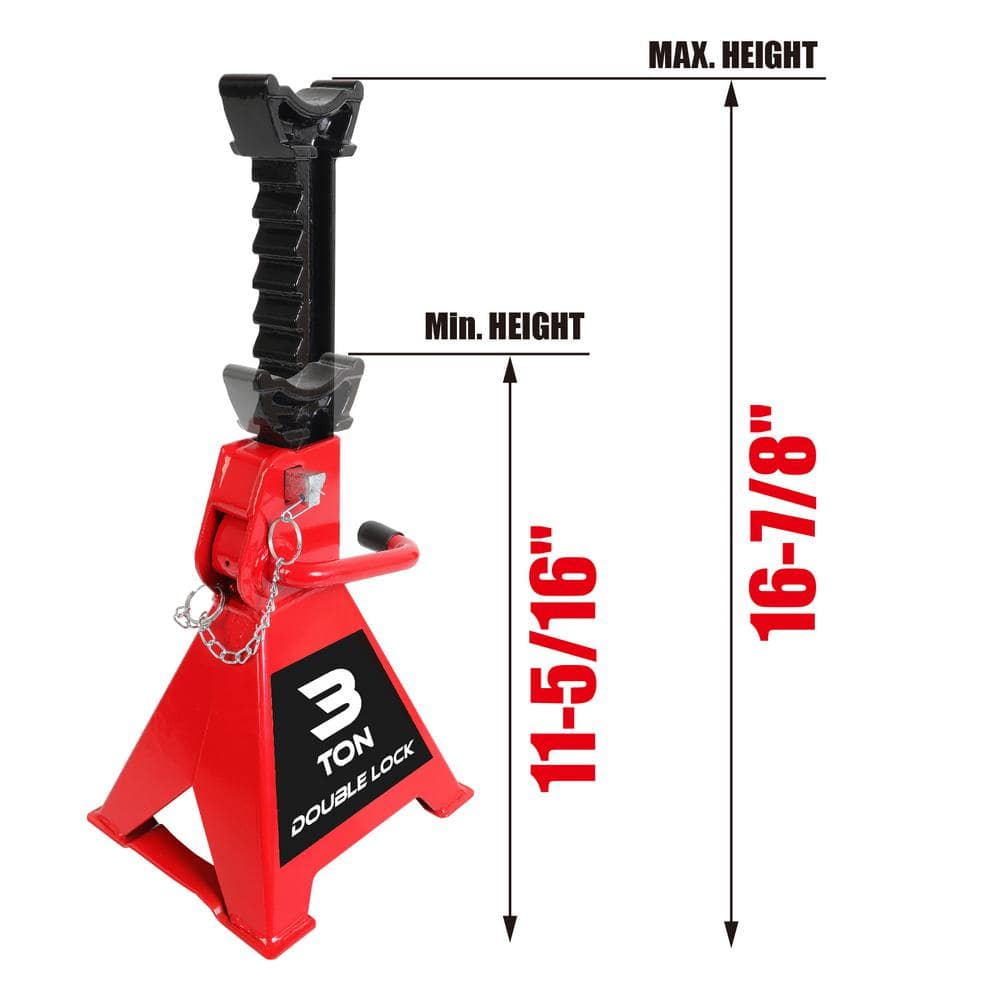 3-Ton Reinforced Double-Locking Jack Stands (2-Pack) - Hercitys