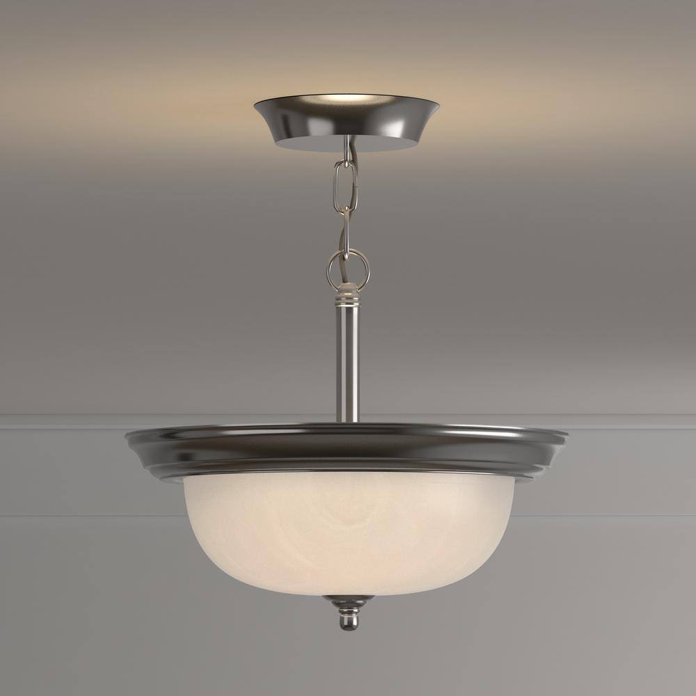 2-Light Brushed Nickel Semi-Flush Mount - Hercitys