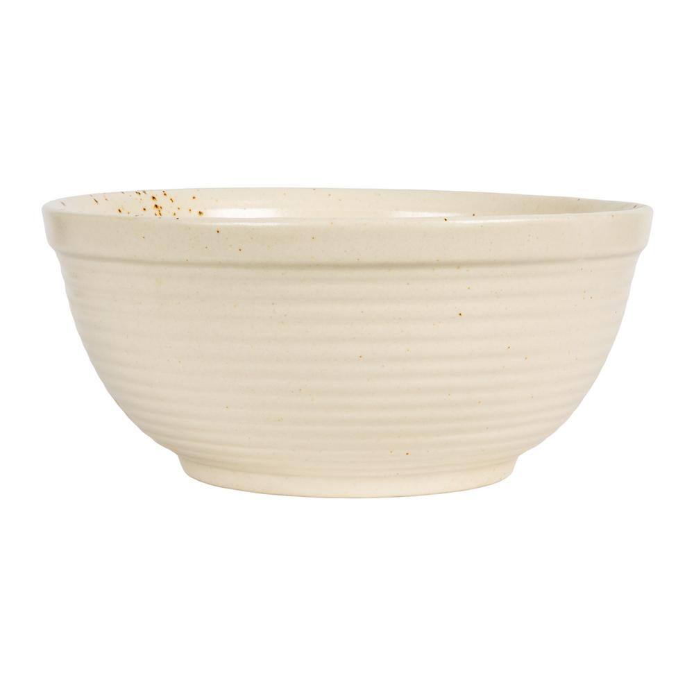 11.5 in. 352 fl.oz White Reactive Glaze Stoneware Serving Bowl - Hercitys
