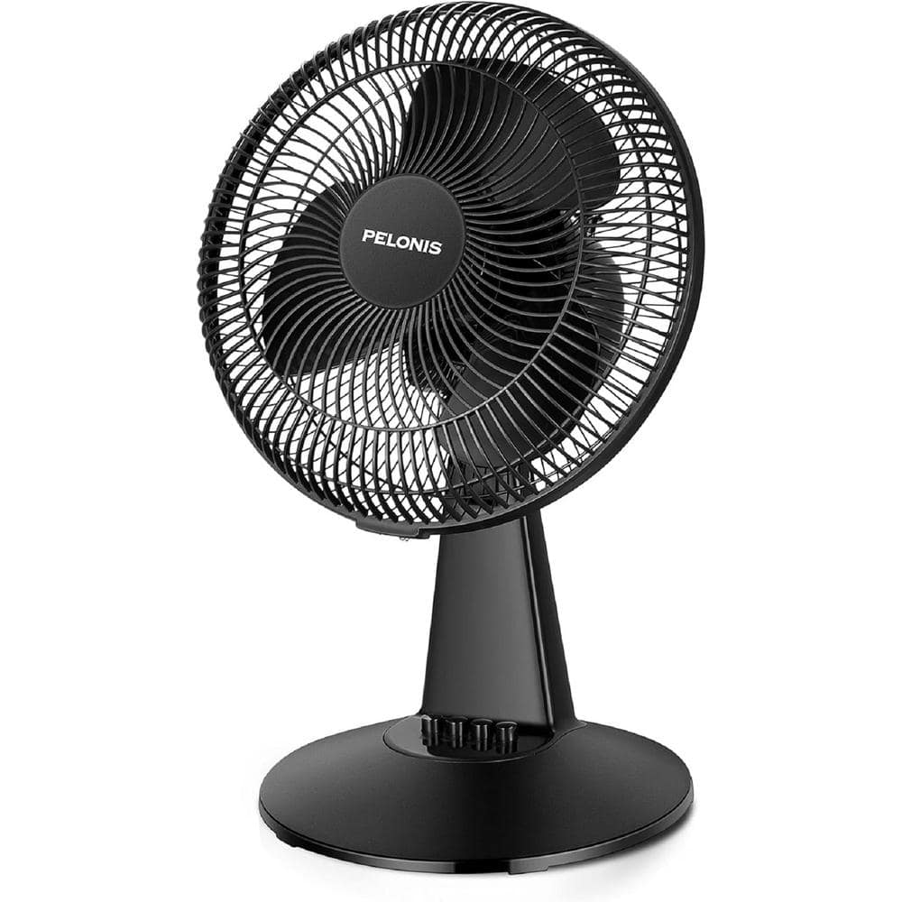 12 in. 3 Speeds Oscillating Table Fan Small Electric Plug-In and Adjustable Tilt Head for Bedroom and Office, Black - Hercitys