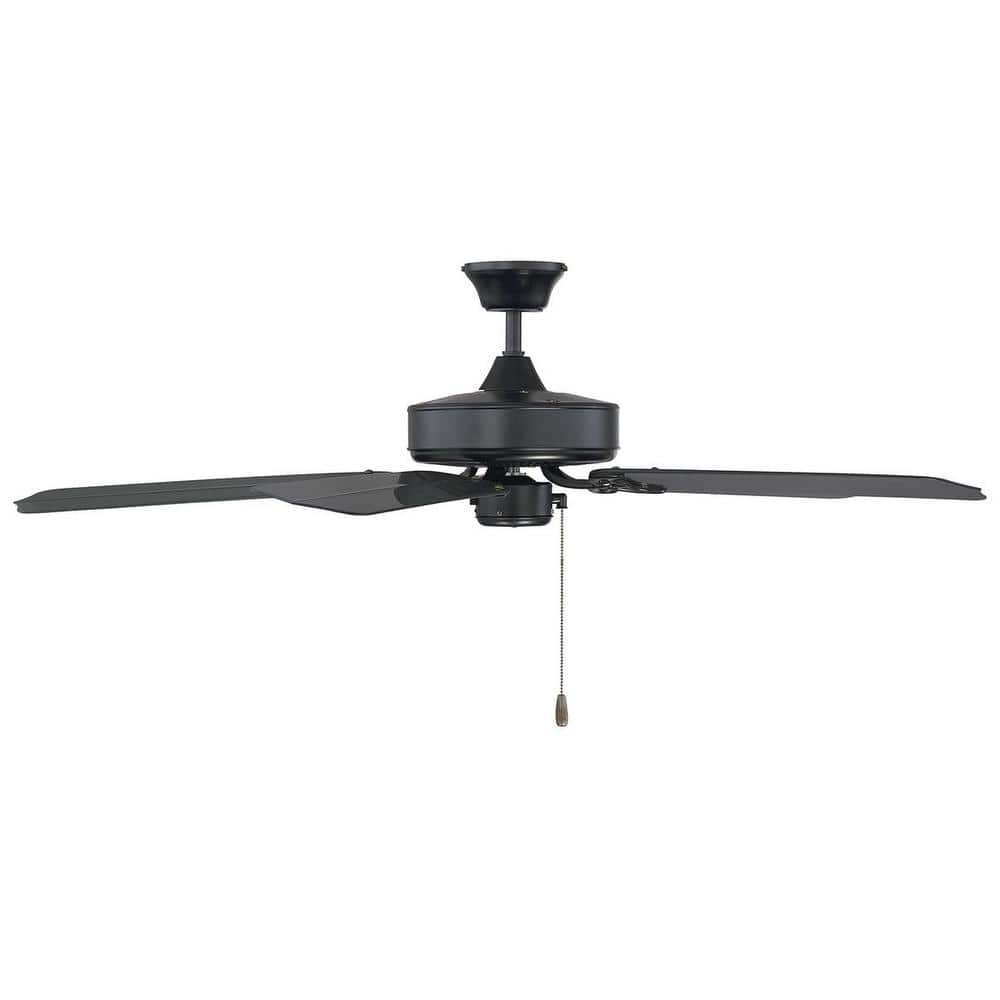 52 in. Matte Black Indoor/Outdoor Ceiling Fan with Reversible Motor - Hercitys