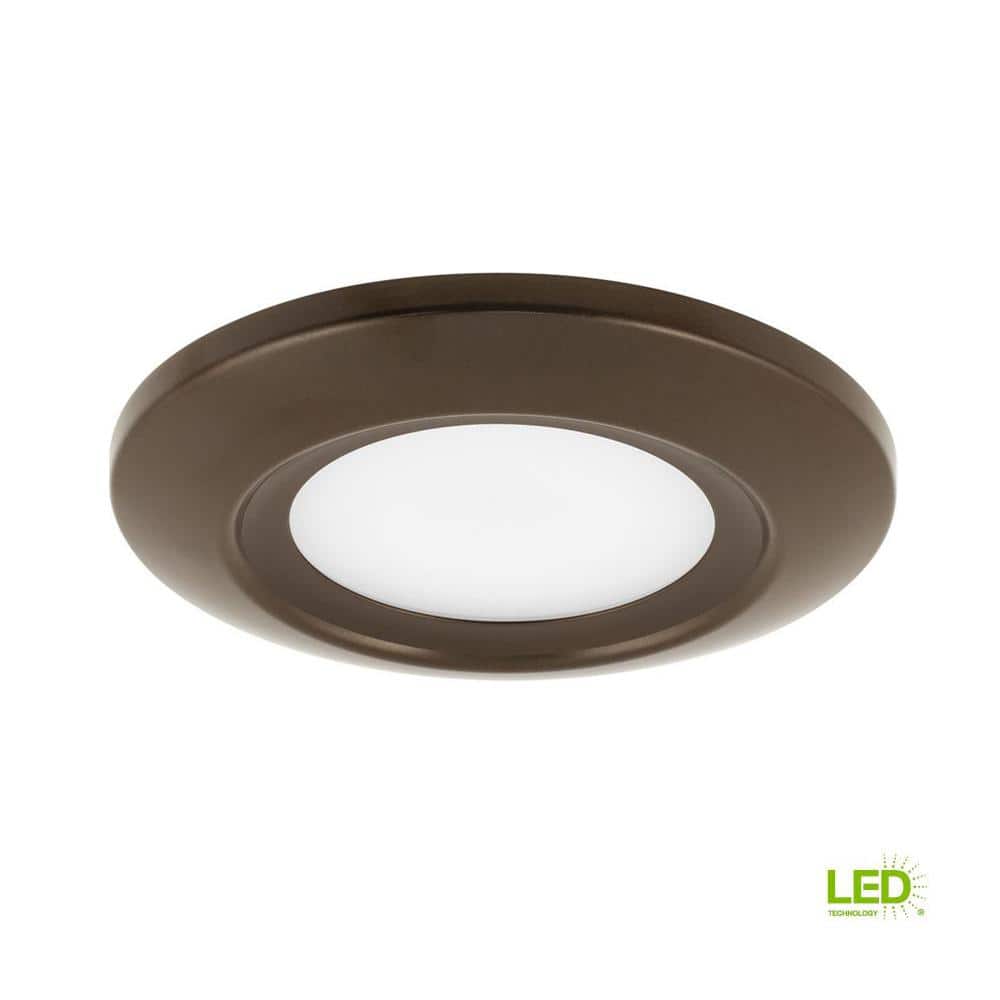5.5 in. Surface Mount Collection 12-Watt Antique Bronze Integrated LED Flush Mount - Hercitys