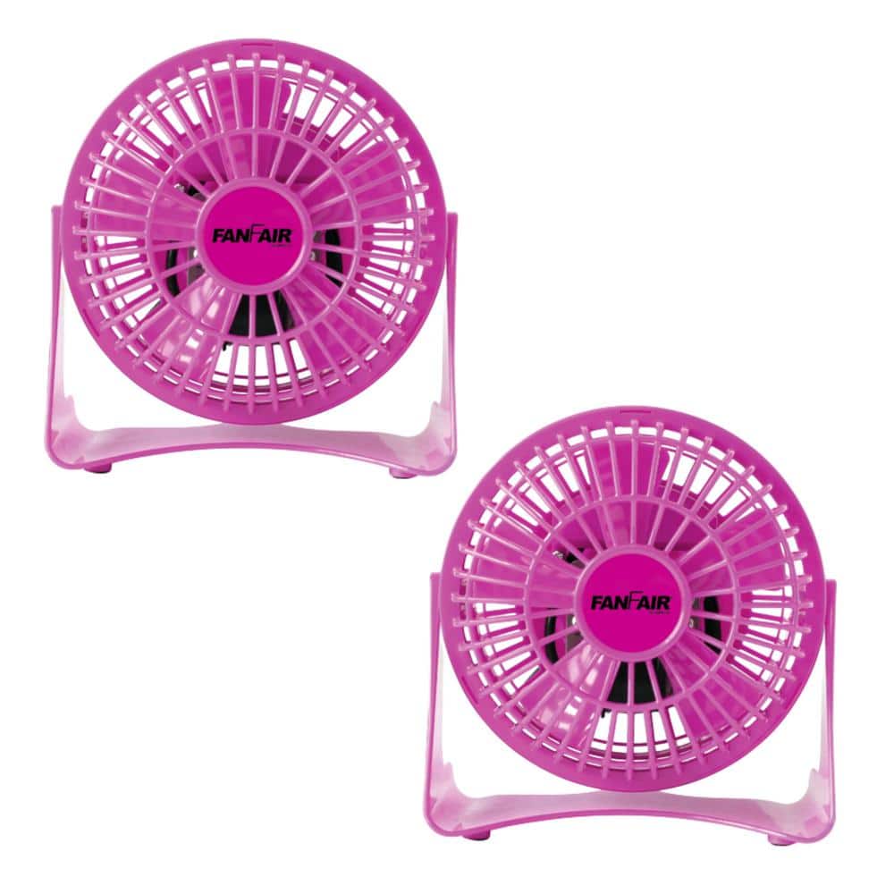 2 PACK 4 in. Desk Personal Fan in Pink - Hercitys