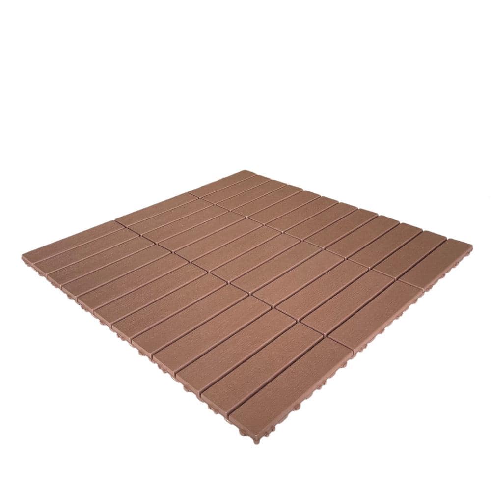 12 in. x 12 in. x 0.75 in. Outdoor Interlocking Waterproof Polypropylene Flooring in Dark Brown (Set of 44) 44 sq. ft. - Hercitys