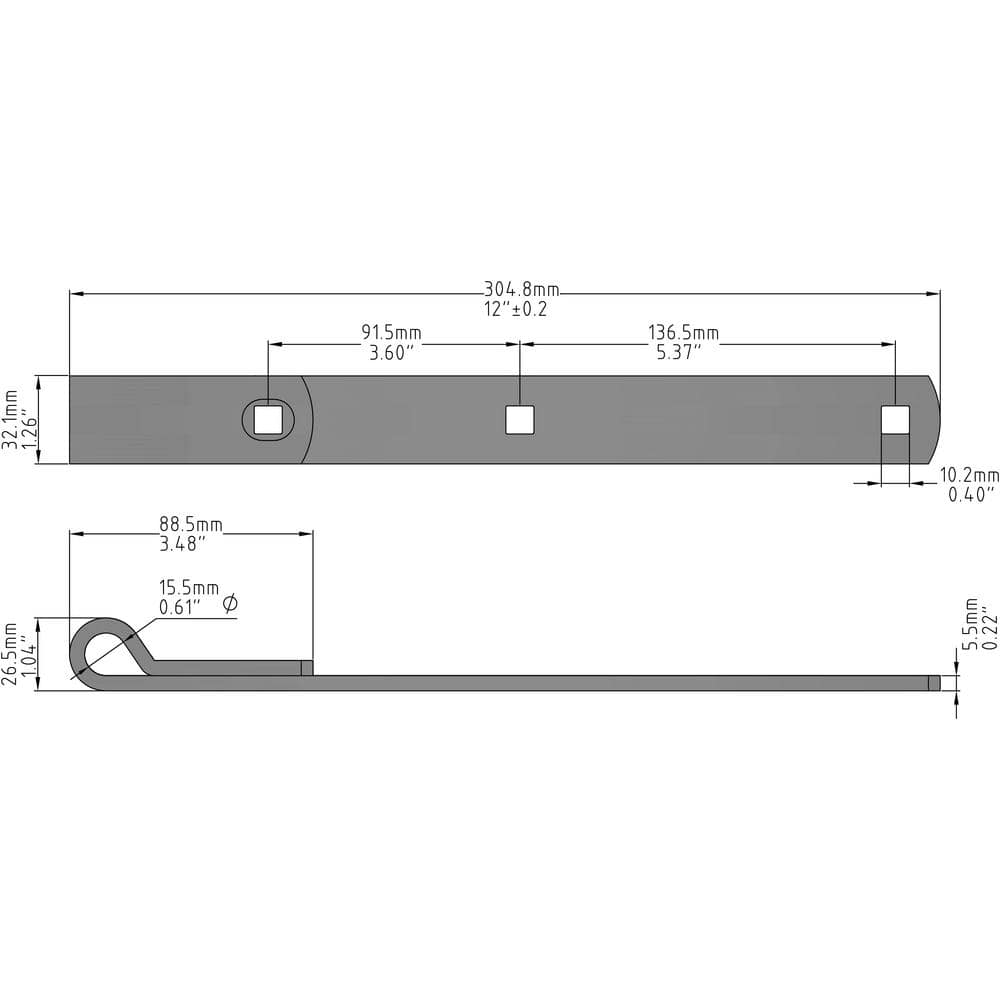 12 in. Zinc Plated Hinge Strap - Hercitys