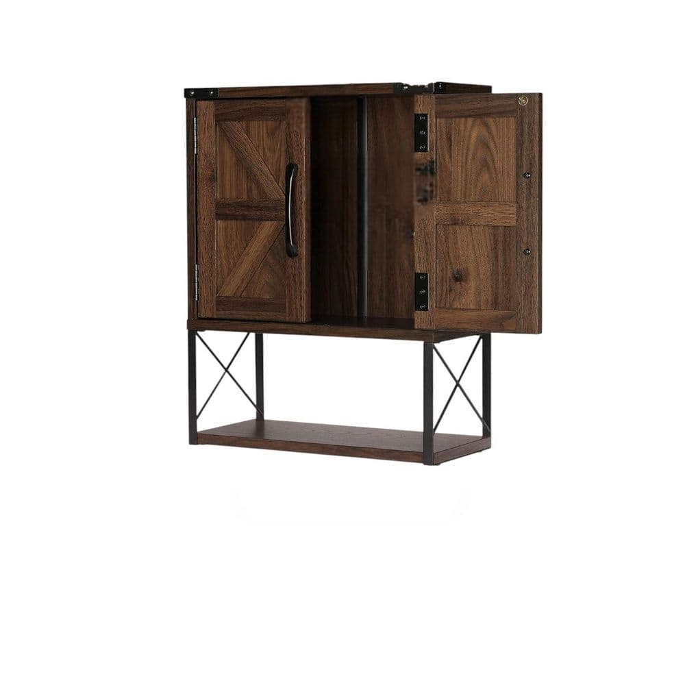 15 in. W x 7 in. D x 23 in. H in Dark Walnut Wood Ready to Assemble Upper Medicine Cabinet with Adjustable Shelf - Hercitys
