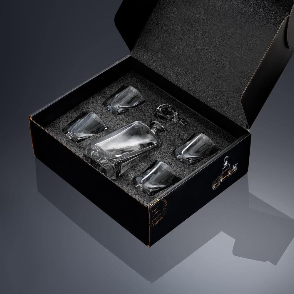 25 oz. Aurora Crystal Whiskey Decanter with 8 oz. Whiskey Glasses - Hercitys