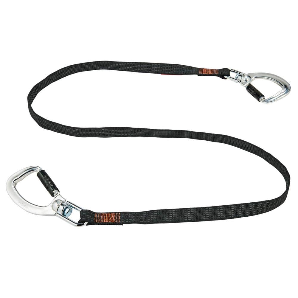 40 lbs. Black Standard Dual Double-Locking Carabiner with Swivel Tool Lanyard - Hercitys