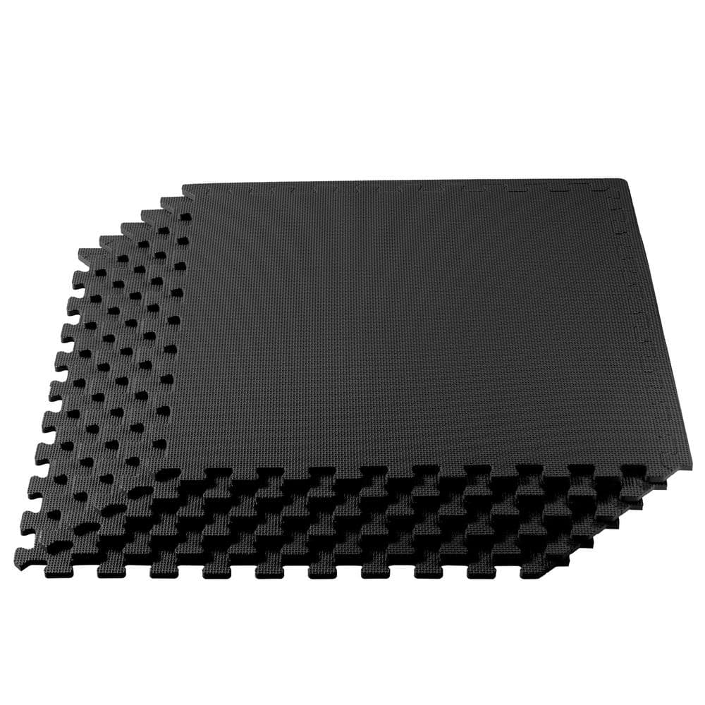 3/8 in. Thick Multipurpose 24 in. x 24 in. EVA Foam Tiles 6 Pack 24 sq. ft. – Black - Hercitys