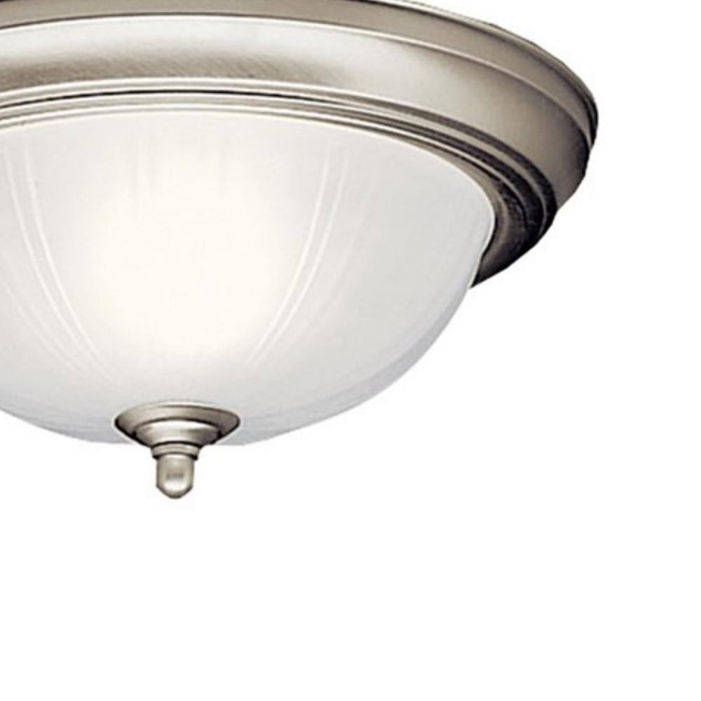 11.5 in. 2-Light Brushed Nickel Traditional Hallway Flush Mount Ceiling Light with Stain Etched Glass - Hercitys