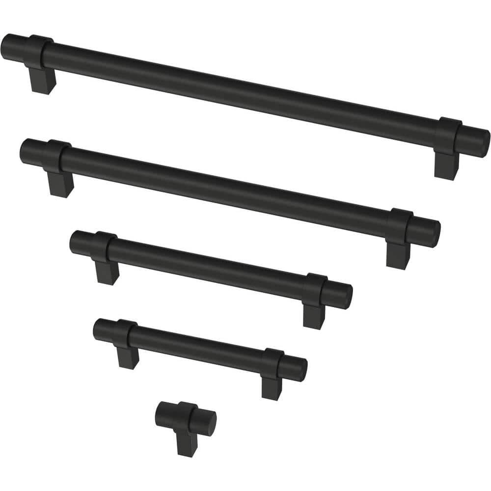 10-Pack Simple Wrapped Bar 3-3/4 in. (96 mm) Classic Matte Black Cabinet Drawer Pulls - Hercitys