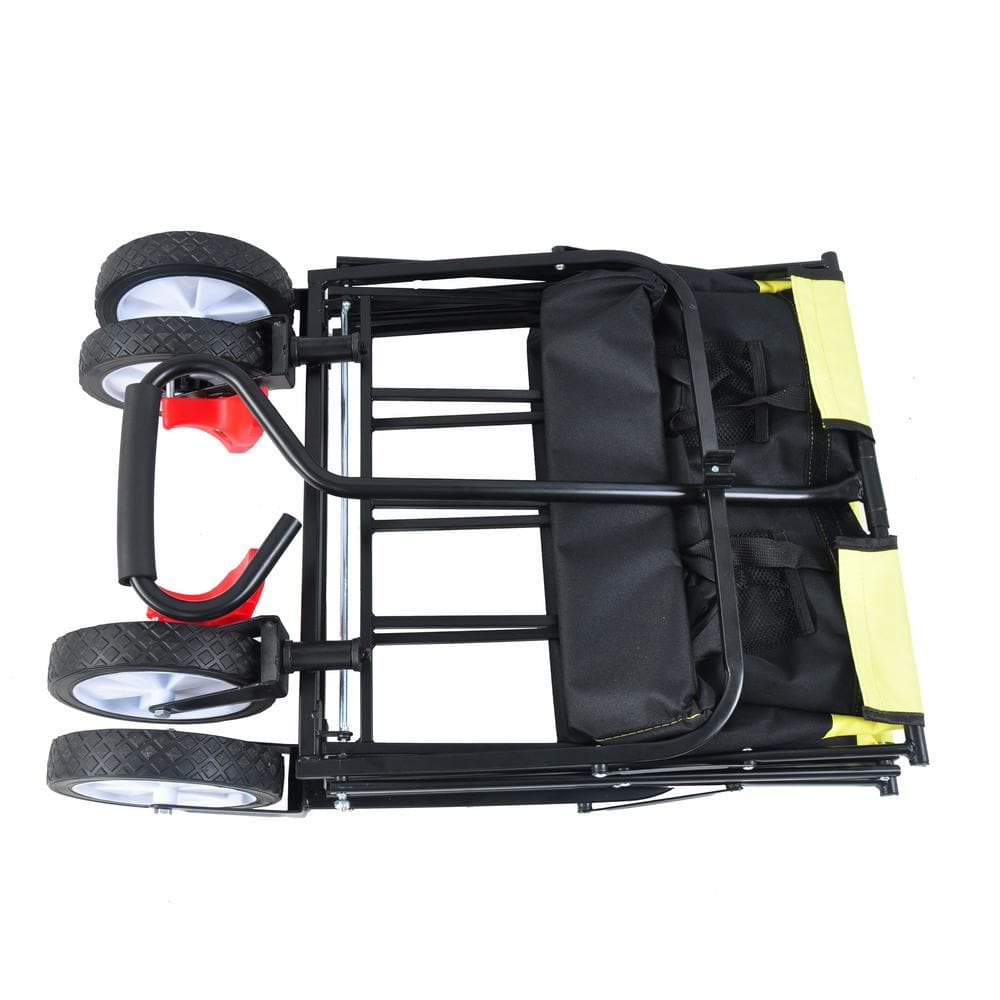 3.6 cu. ft. Oxford Fabric Steel Frame Wagon Heavy-Duty Folding Portable Hand Garden Cart with Universal Wheels in Black - Hercitys