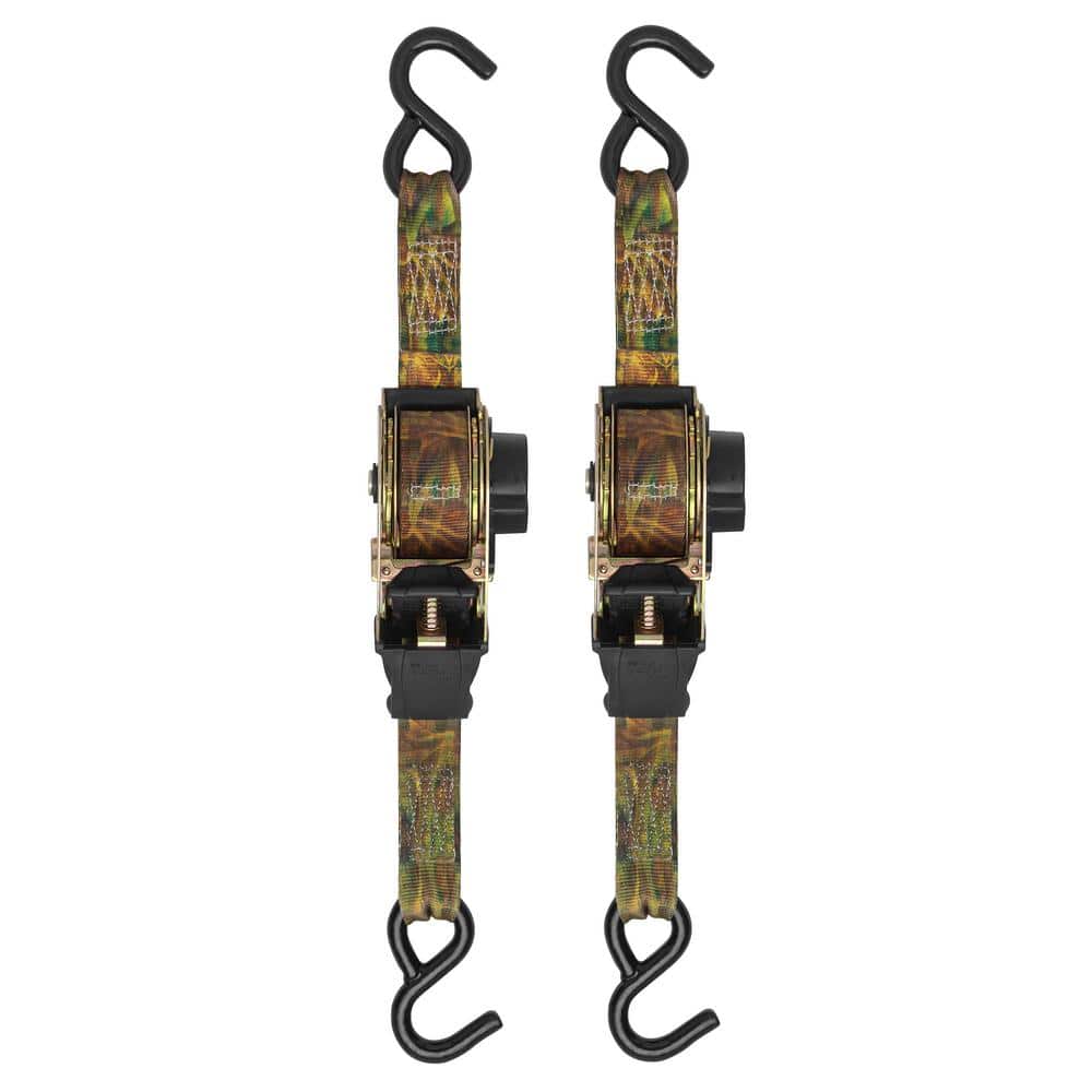 10 ft. x 1.5 in. Camo Retractable Ratchet Tie Down Straps with 1,000 lb. Safe Work Load – 2 pack - Hercitys