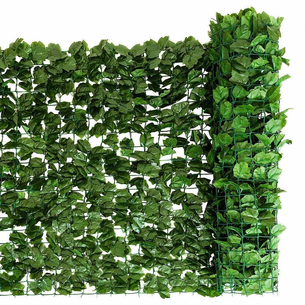 59 in. x 118 in. Plactic Faux Ivy Leaf Decorative Artificial Privacy Fence in Green - Hercitys
