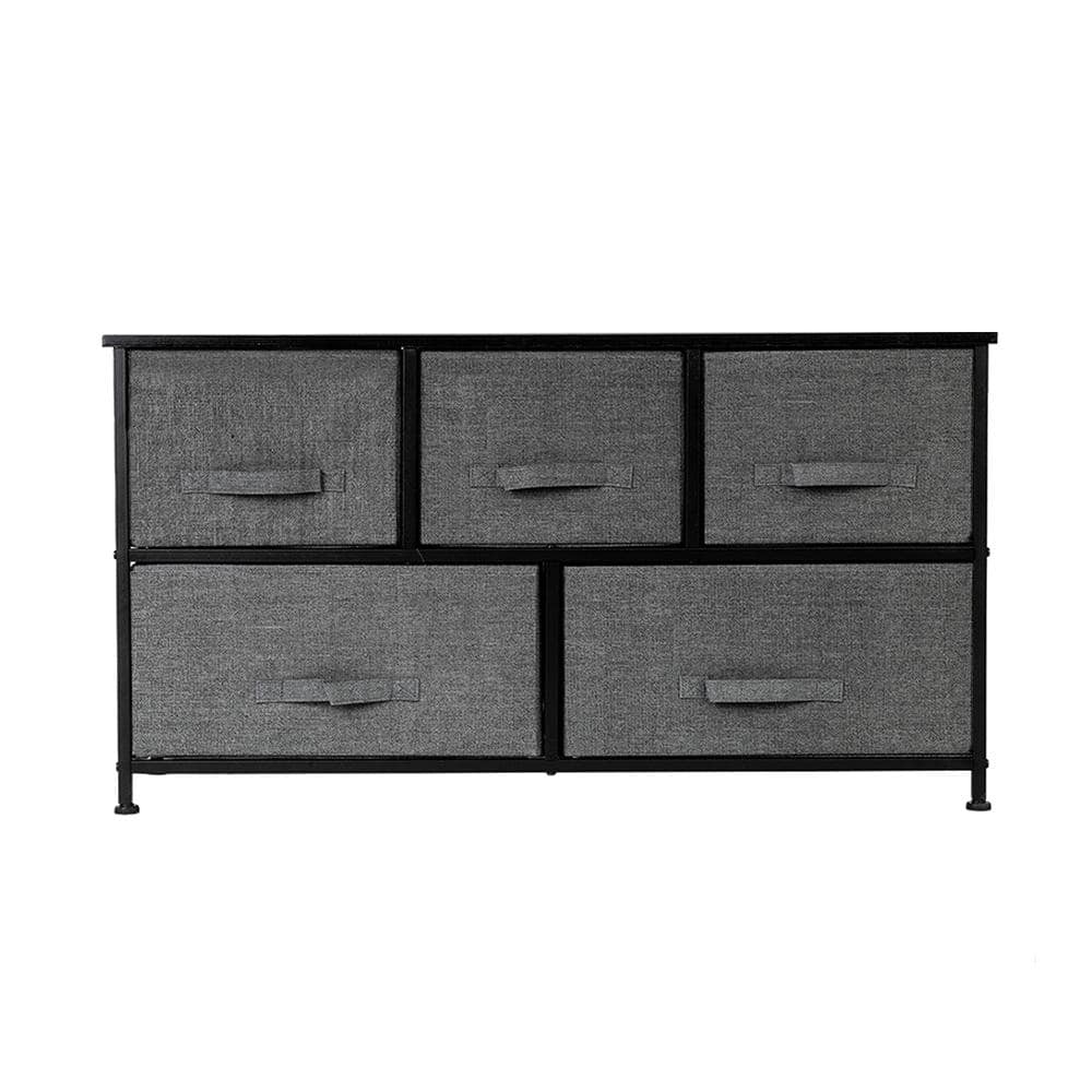 11.42 in. W x 21.65 in. H Gray 5-Drawer Fabric Storage Chest with Gray Drawers - Hercitys