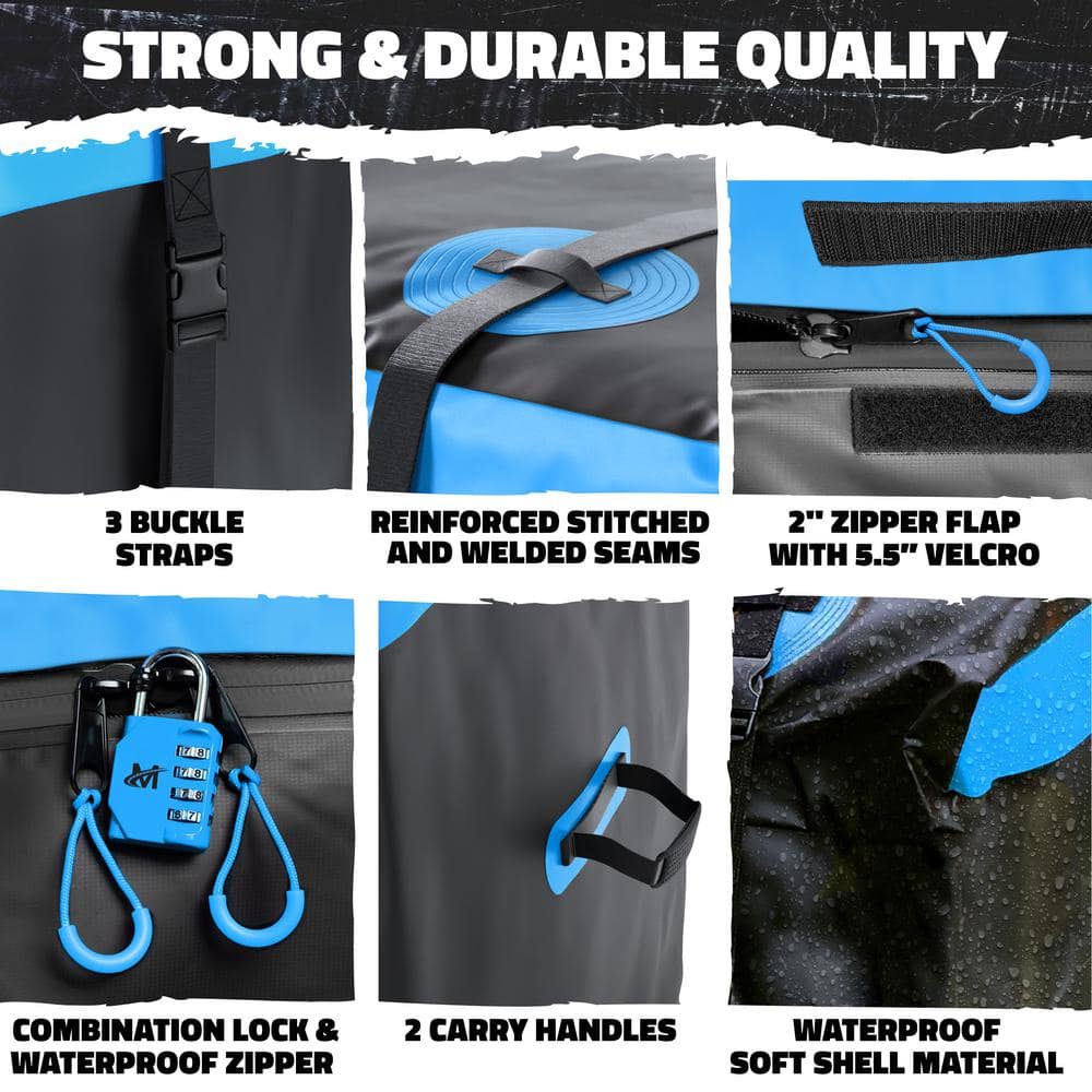 25 cu. ft. Waterproof Cargo Carrier Bag 60 in. x 31 in. x 24 in. Hitch Bag with Lock, Straps and Carry Bag, Blue - Hercitys