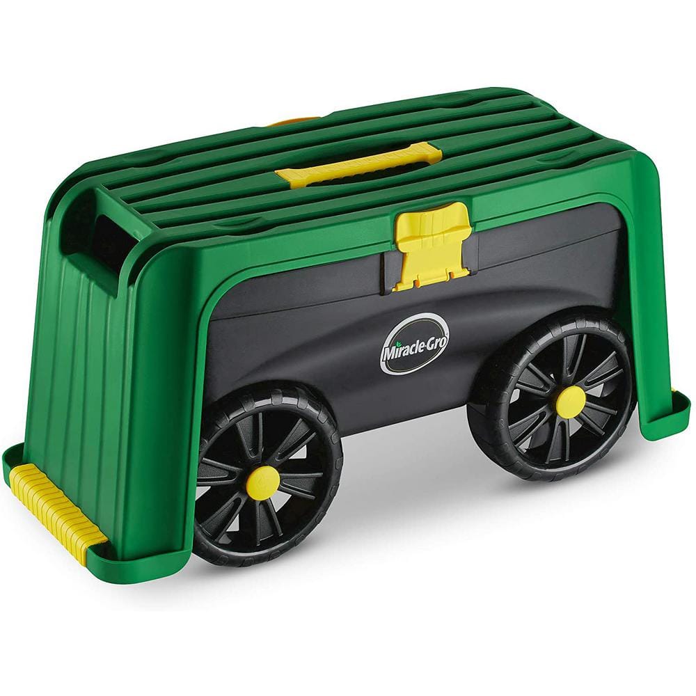 4-in-1 Garden Stool – Multi-Use Garden Scooter with Seat, Rolling Cart with Storage Bin, Padded Kneeler and Tool Storage - Hercitys