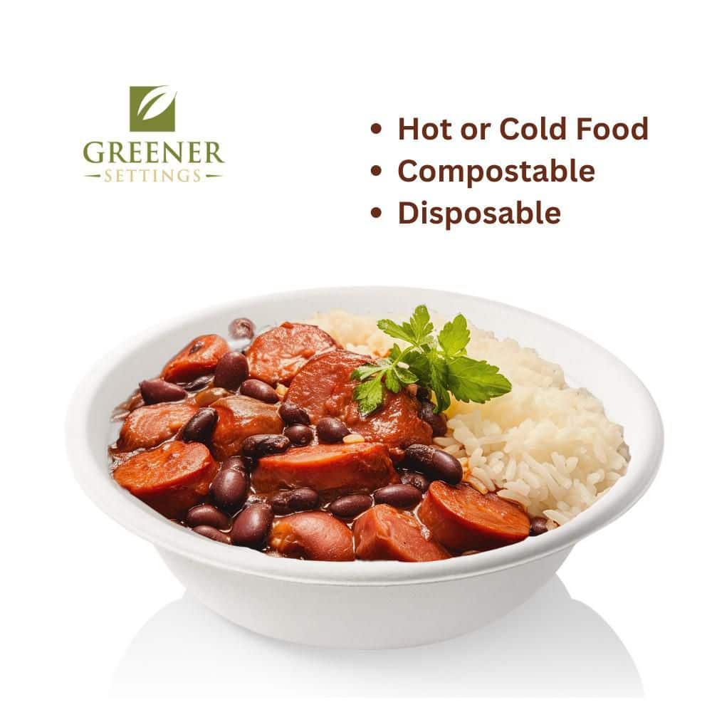 100% Compostable 32 oz. Unbleached Disposable Paper Bowls 50-Pack - Hercitys