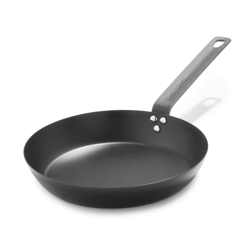 10 in. Black Carbon Steel Open Frying Pan - Hercitys