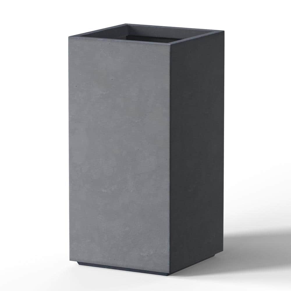 14 in. Large Granite Gray Concrete Rectangular Planter / Pot with Drainage Holes - Hercitys