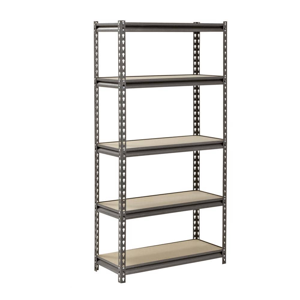 5-Tier Boltless Steel Garage Storage Shelving Unit in Silver Vein (30 in. W x 60 in. H x 12 in. D) - Hercitys
