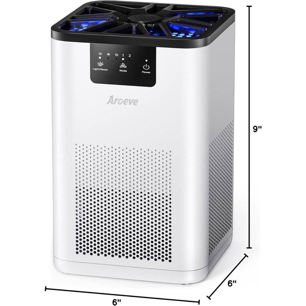 215 sq. ft. HEPA Filter Air Purifiers for Bedroom with Aromatherapy Function and Mood Light in White - Hercitys