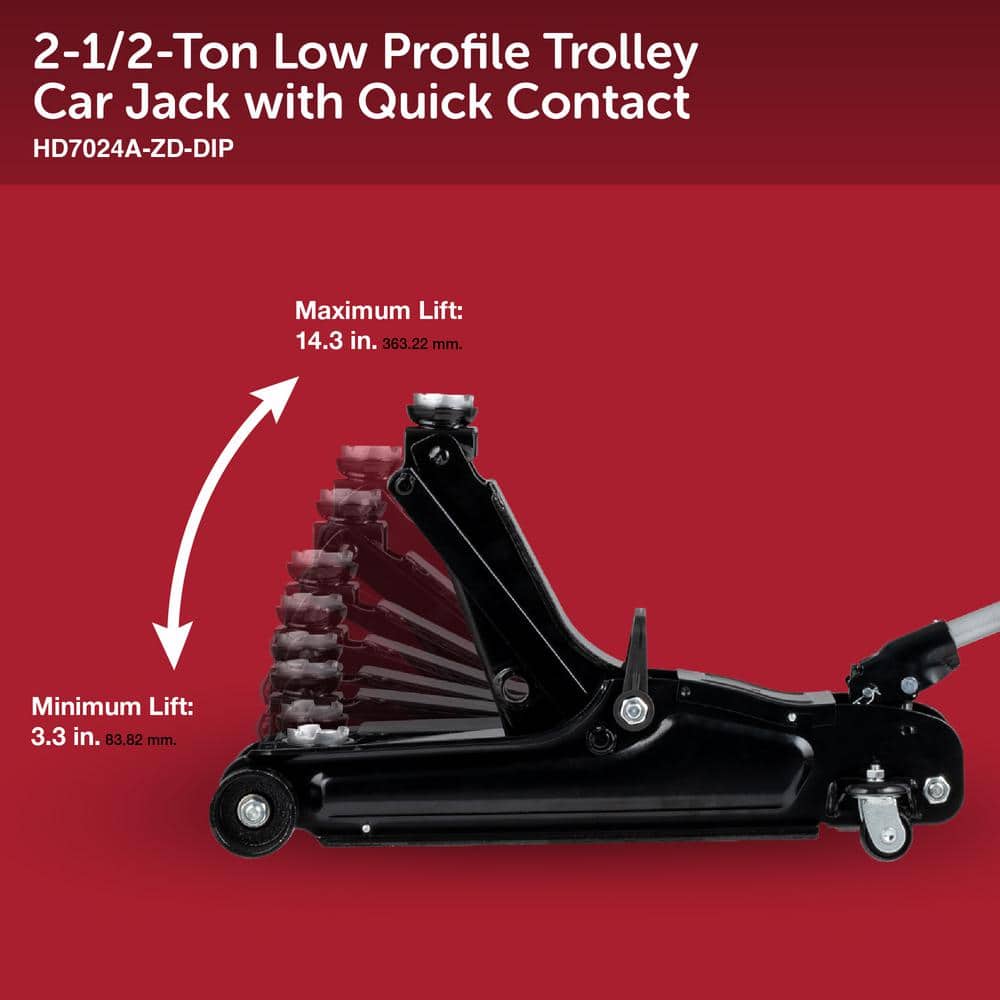 2-1/2-Ton Low Profile Trolley Floor Jack with Quick Contact - Hercitys