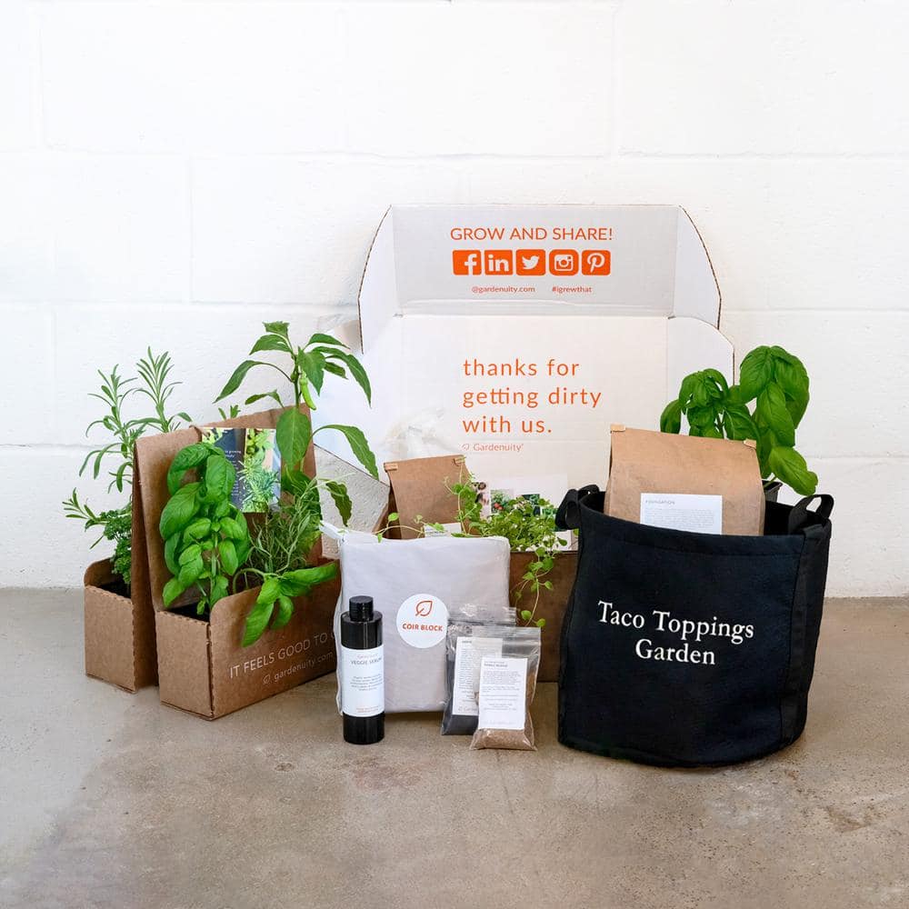 5 Gal. Portable Outdoor Taco Toppings Grow Bag Garden Kit with Vegetable and Herb Plants - Hercitys