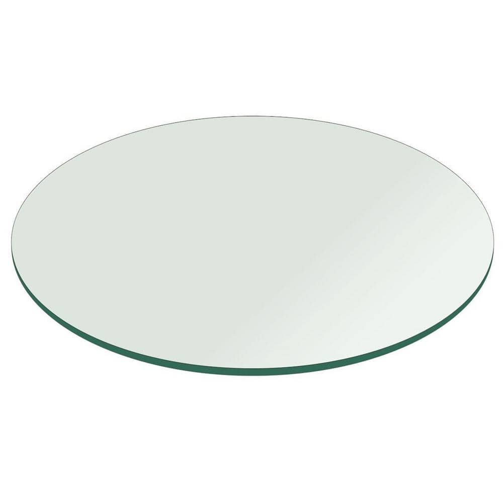 26 in. Clear Round Glass Table Top, 1/4 in. Thickness Tempered Flat Edge Polished - Hercitys