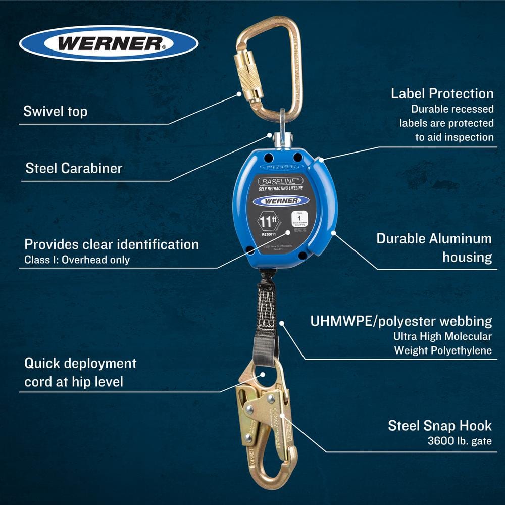 11 ft. Baseline Self Retracting Lifeline - Hercitys