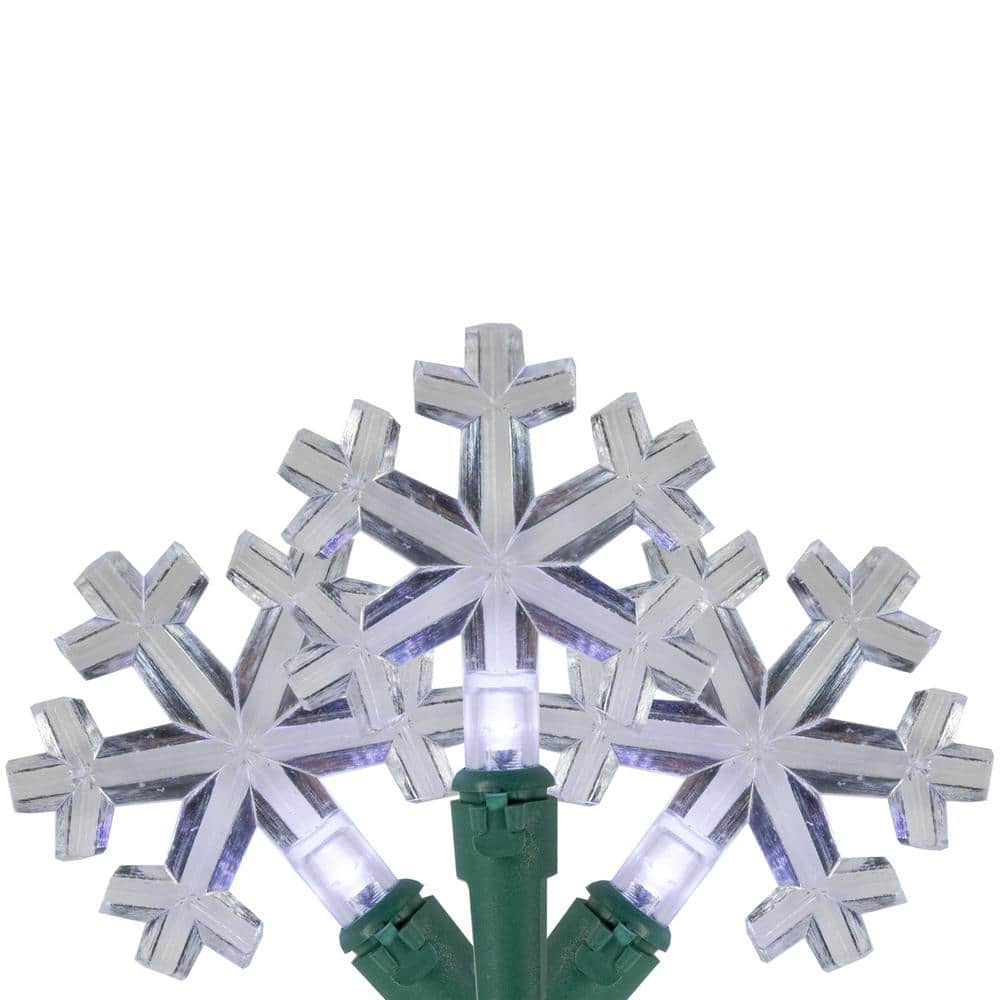 20-Count Pure White LED Snowflake Christmas Light Set, 4.5 ft. Green Wire - Hercitys