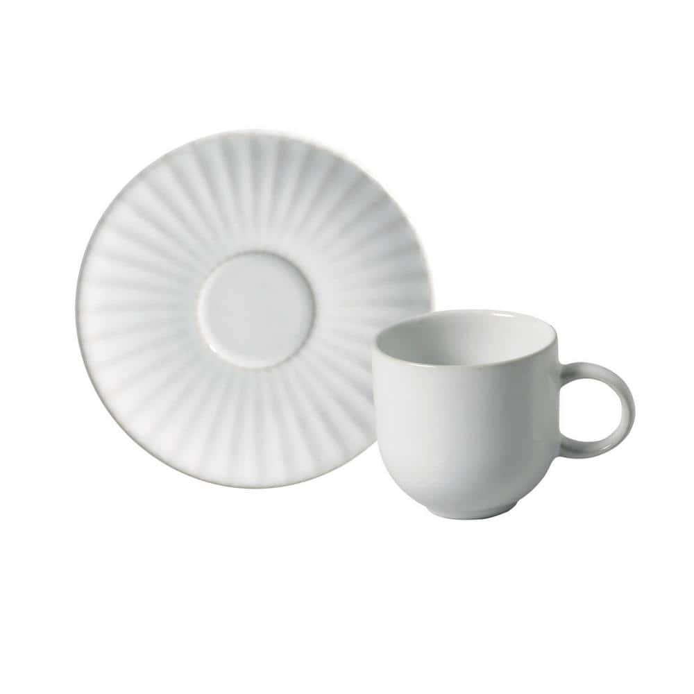 3.3 oz. Trendy White Stoneware Coup Cup of Coffee + Coup Saucer (Set of 6) - Hercitys