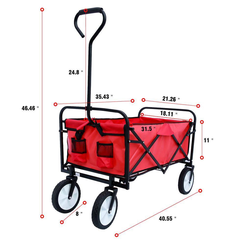 3 cu. ft. Red Folding Wagon Steel Garden Cart - Hercitys