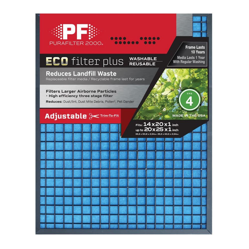 14 in. x 20 in. x 1 in. to 20 in. x 25 in. x 1 Adjustable ECO Washable Air Filter FPR4 - Hercitys