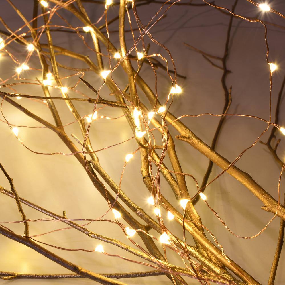 100 LED Bulbs Warm White Copper Multi-Strand Fairy String Lights Battery Operated (Set of 2) - Hercitys