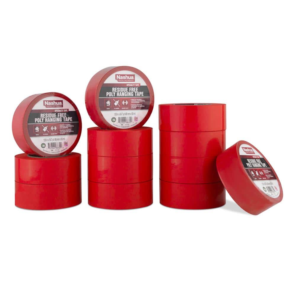 1.89 in. x 54.7 yd. Residue Free Poly Hanging Duct Tape in Red Pro Pack (12-Pack) - Hercitys