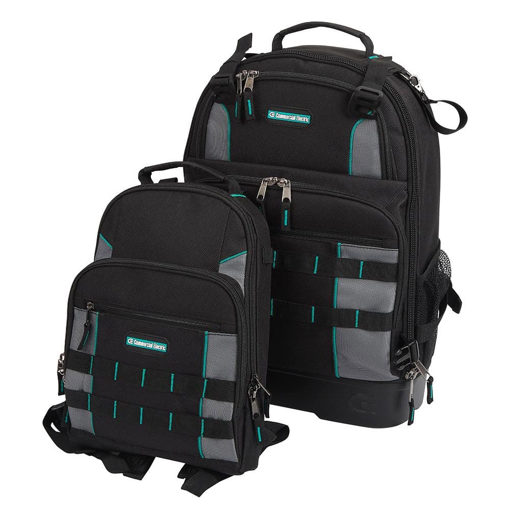 14.37 in. W 27 Total Pockets Black Fabric Electrical and HVAC Technician’s Backpack with Pockets (1 Each) - Hercitys