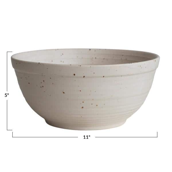 11.5 in. 352 fl.oz White Reactive Glaze Stoneware Serving Bowl - Hercitys