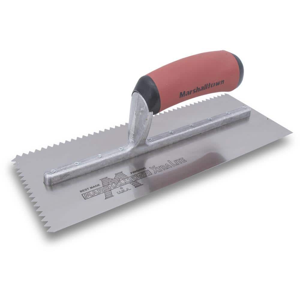 11 in. x 1/4 in. x 3/16 in. V-Notch Flooring Trowel with Durasoft Handle - Hercitys
