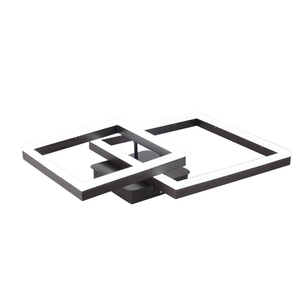 23.6 in. 1-Light Black Modern Geometric Design Selectable LED Semi-Flush Mount Ceiling Light with Remote - Hercitys